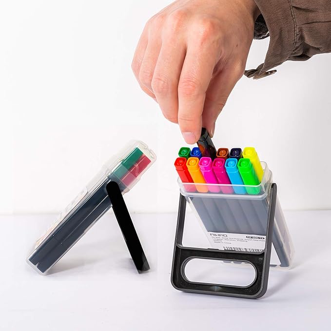 AIHAO Markers for Kids,Washable Markers With Stand Portable Box,Dual Tip Set, Brush & Fine Tips, 24 Pack, Art Supplies for Coloring, Doodling, Sketching, Drawing, Journaling