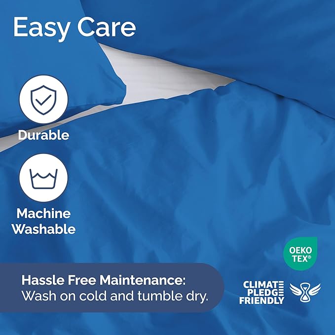 Duvet Cover Queen Size Set - Extra Soft Queen Size Duvet Cover 90 x 90 with 2 Pillow Shams - Hotel Luxury Easy Care and Fade Free w/Zipper Closures & Ties - Comfy Breathable Bedding Set (Royal Blue)