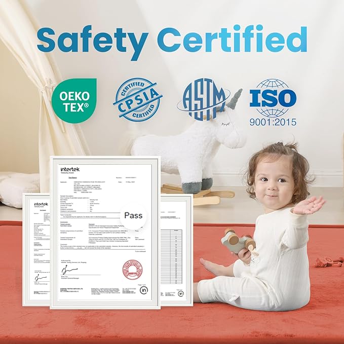 1.3" Thick Baby Play Mat for Floor, 28x72 Foam Tummy Time Mat, Padded Support Soft Plush Bedside Rugs for Infant Kids Toddler Crawling Kick Activity (Brick)