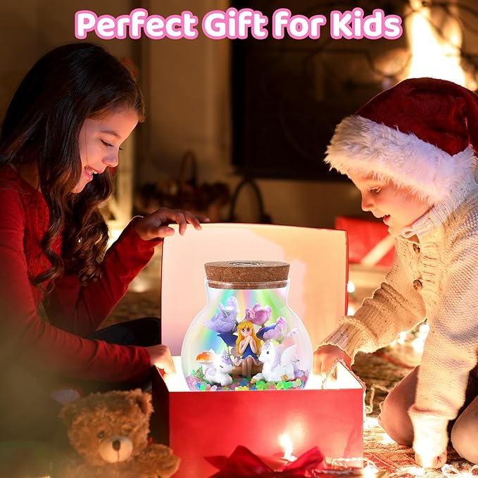 Kids Unicorn Terrarium Crafts Kit, Remote Control 13-in-1 LED Night Light Up Color, Unicorn Birthday Gifts Toys for Girls, DIY Unicorn Arts Toys for Girls Ages 4 5 6 7 8 9 10 11 12 Year Old