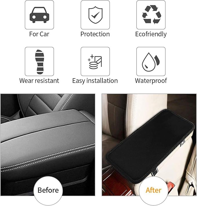 DORKEIXIA Black Auto Center Console Armrest Pad Universal Car Center Console Cover Seat Box Cover for Sedan, Van, SUV, Truck Car Accessorie