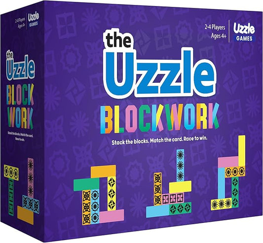 Blockwork by Uzzle Games - Fast-Paced Family Board Games - Multiple Difficulty Levels - Enjoyable and Challenging Puzzle Games – 2 to 4 Players – A Complete Family Night Fun Package - for Ages 4+
