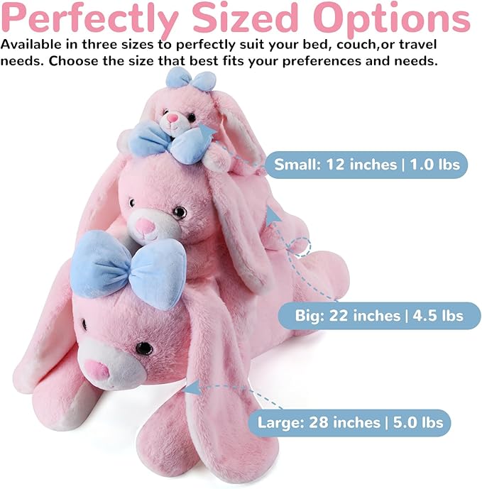 Bunny Weighted Stuffed Animals - 12 Inch 1.0 Pounds Weighted Plushies Rabbit - Small Plush Bunny Stuffed Animals Pillow - Cute Plush Toys Gifts for Kids & Adults