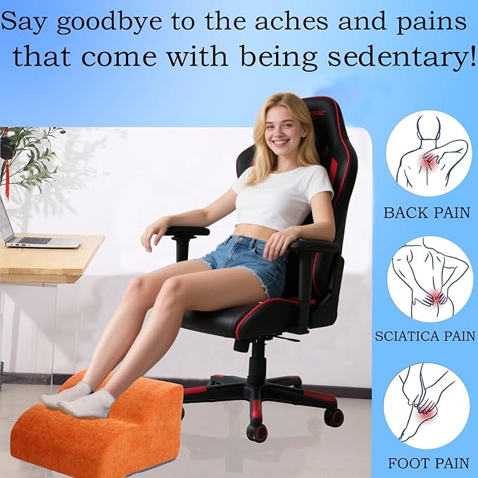 Foot Rest for Under Desk at Work.Multifunctional 3-Tier Foot Stool,with Washable Footrest.for Under Desk,Office Chair Gaming Chair & Sofa,Leg Elevation Pillow,Supports Posture (Orange)