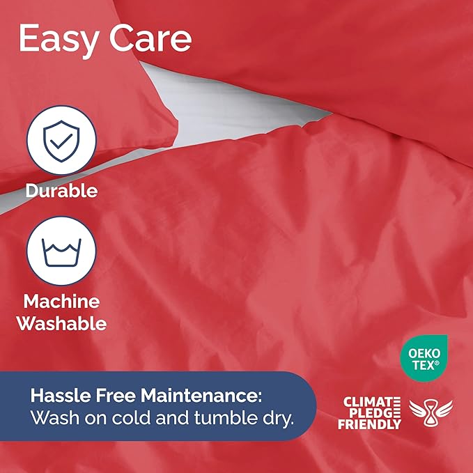 CGK Unlimited Duvet Cover Twin/Twin XL Size Set - Extra Soft Duvet Cover 68 x 90 with 1 Pillow Sham - Hotel Quality, Fade Free w/Zipper Closures and Ties - Bedding and Bed Linens Set (Red)