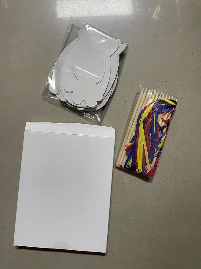 48 Pcs Easter Scratch Crafts for Kids, Rabbit Bunny Carrot Easter Egg Rainbow Scratch Paper Ornaments with Wooden Stick and Ribbon for Easter Party Favors