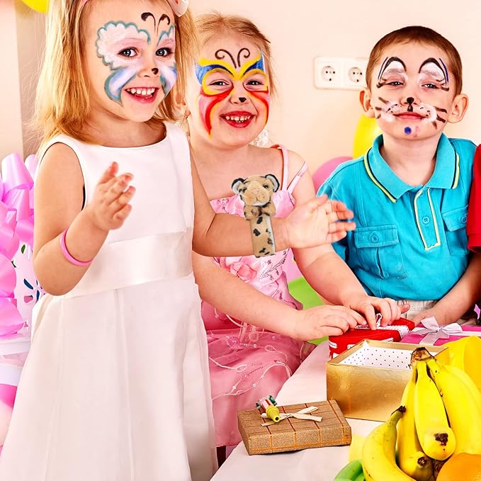 Abaodam Animal Slap Bracelet Leopard Slap Bracelet Plush Stuffed Animal Hugger Snap Wrist Band for Kids Birthday Party Gifts