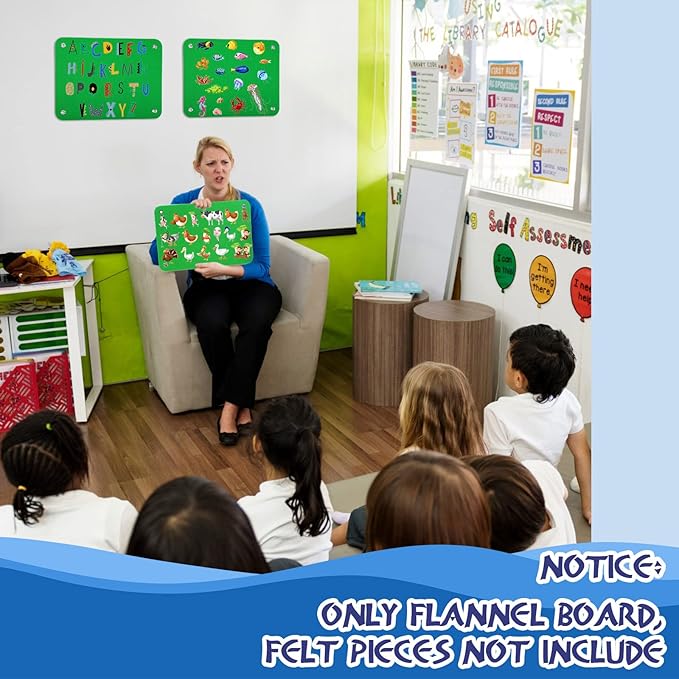 4 Pieces Felt Board for Toddlers Classroom Flannel Board Stories for Preschool Homeschooling, Kids Felt Story Activity Wall Hanging Children Birthday Gifts, 11.8 x 15.75 Inch (Green)