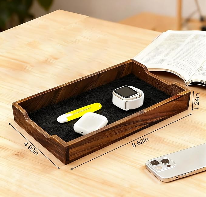 Moginno Desk Tray Organizer Drawer for Home Office, Desktop Accessories Walnut Desk Organizer Tray for Keys, Pen, Watch