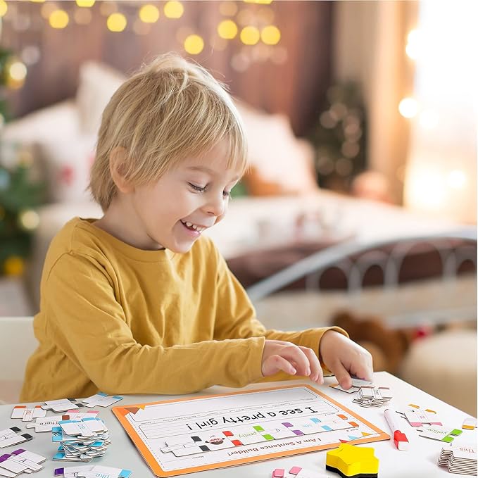 145 PCS Sentence Building for Kids, Sight Word Games Puzzle, Special Education Classroom Must Haves, Montessori Grammar Reading Game, Speech Therapy Cardboard Birthday Toys for Kindergarten