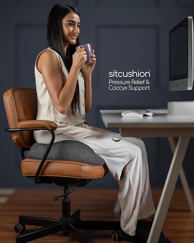 Ergonomic Office Chair Cushion for Sciatica Pain Relief, Computer Chair Cushion for All Day Comfort, Extra Large Seat Cushions for Office Chairs, Orthopedic Coccyx Cushion for Car & Wheelchair(Black)