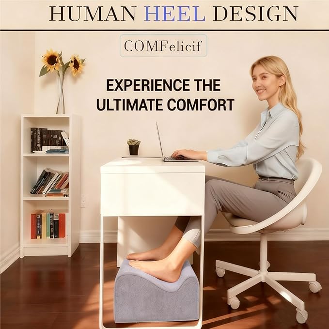 Foot Rest for Under Desk at Work, Ergonomic Under Desk Footrest with Washable Cover, Memory Foam Foot Stool for Office Chair & Gaming Chair, Back & Hip Pain Relief, Light Grey