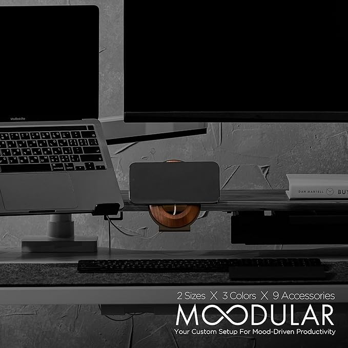 ULTRARM Moodular Add-ons Phone Stand for Magsafe (Charger Not Included) [Accessory Only - Requires Moodular Wooden Monitor Stand Slide Rails for Use] Black MSA-MS
