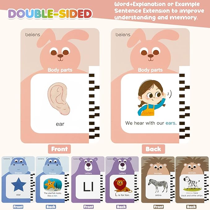 beiens Toddler Toys - Talking Flash Cards for Toddlers 2 3 4 5 6 Year Old with 240 Sight Words - Speech Therapy Autism Sensory Toys for Autistic Children - ABC Learning Educational Montessori Toys