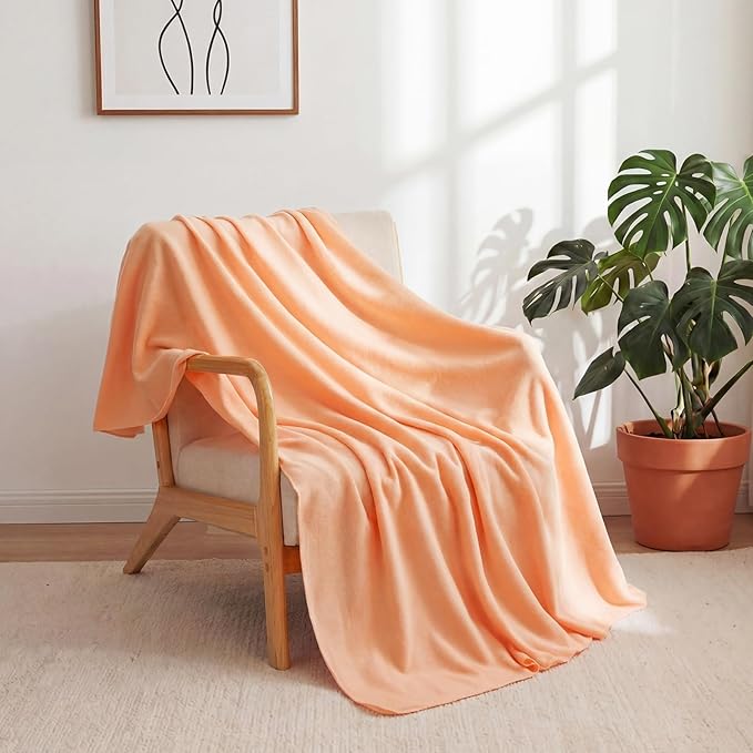 Buryeah 10 Pcs Fleece Blanket Bulk Soft Warm Blankets Cozy Fleece Lightweight Throw Blankets Plush Pet Throw Blanket for Home Bed Sofa Office Wedding Gifts Travel(50" X 60",Light Orange)