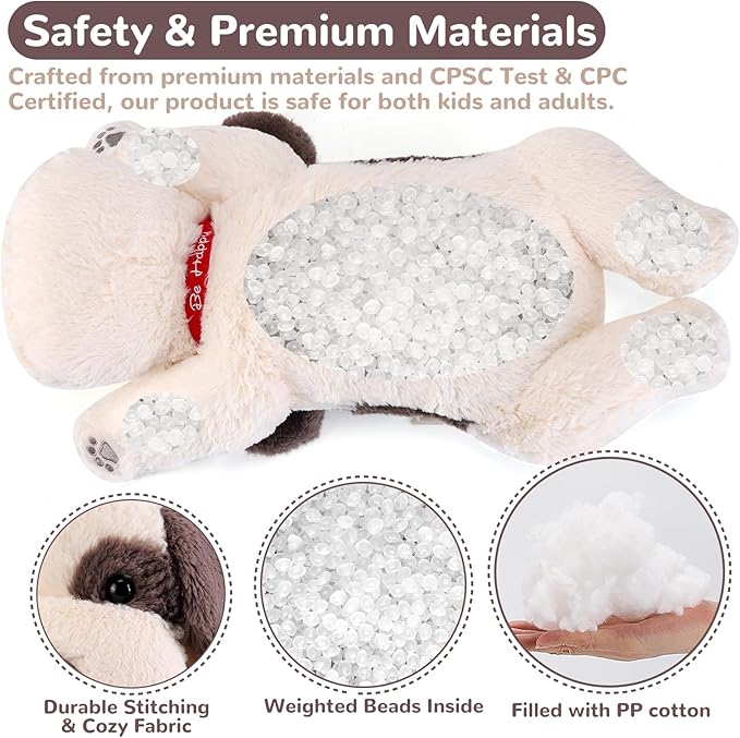 meowtastic Grey & White Dog Weighted Stuffed Animals - 22 Inch 4.5 Pounds Weighted Plush Dog Stuffed Animals - Big Stuffed Dog Plush Pillow - Cute Plush Toys Gifts for Kids & Adults (22" 4.5 lbs)