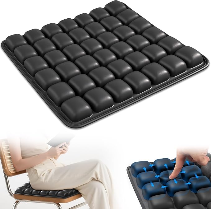 Upgrade Airplane Seat Cushion Without Air Pump, Inflatable Seat Cushion for Long Flights, Portable Wheelchair Cushions, Adjustable Air Cushion with Non-Skid Bottom Relief Discomfort in Coccyx
