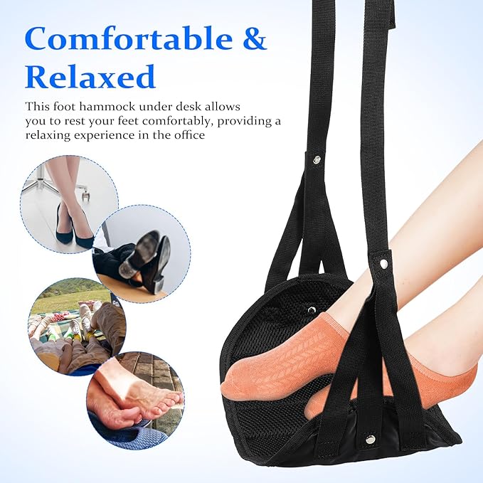 LALAFINA Foot Hammock Under Desk 38X22Cm Comfortable Travel Foot Rest for Airplane and Office