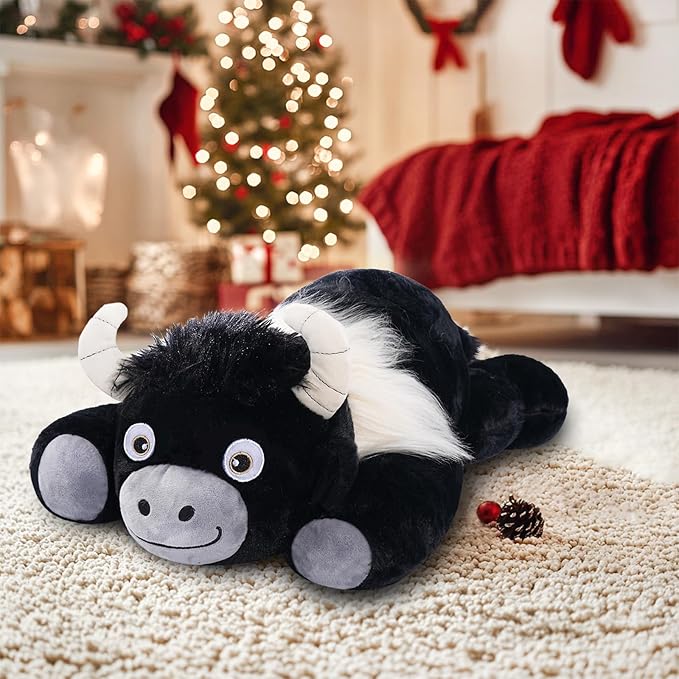 Niuniu Daddy 20" | 3.3 Pound HighIand Cow Weighted Plush Animals, Large Highland Cow Pillowfort Stuffed Lap Animal Toys for Kids Adults, Big Plushy Body Pillow for Gifts Birthday Christmas Holiday