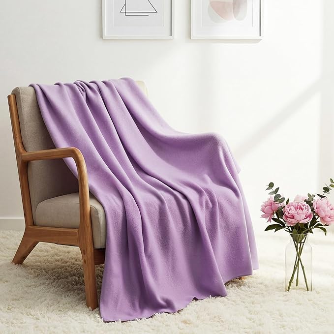 Kinlop Fleece Blanket Bulk 60 x 50 Inch Soft Lightweight Fleece Cozy Blanket Warm Throw Plush Pet Throw for Bed Couch Sofa Home Office Wedding Gifts Travel Camping (Purple,40 Packs)