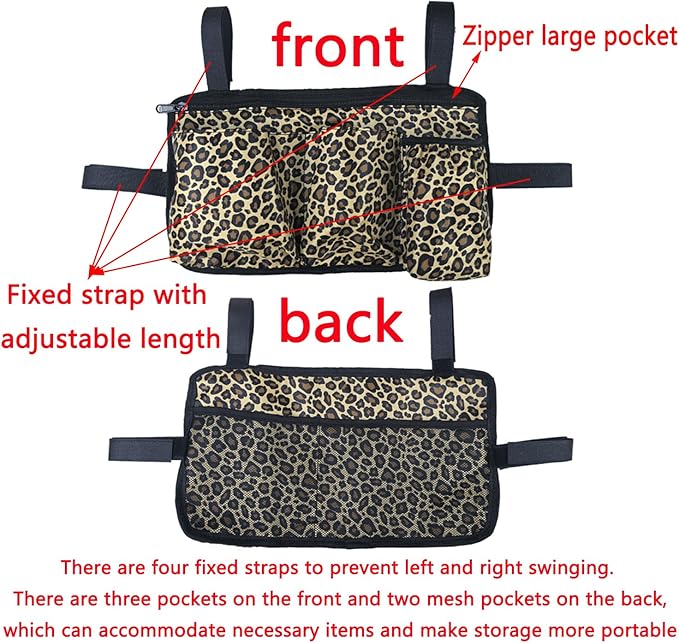 Wheelchair Side Bag with Cup Holder, Wheelchair Armrest Pouch Accessories for Walker, Rollator, Electric Scooter Wheelchairs (Black, 13.8X8 Inch)