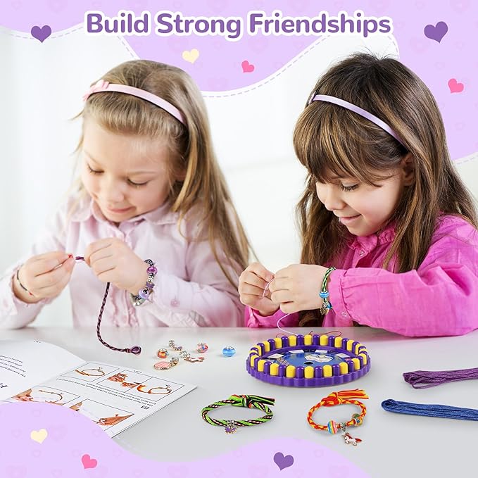 Bracelet Making Kit for Girls, Friendship Bracelet Kit Birthday Gifts for Girls Ages 6 7 8 9 10 11 12 Year Old, Arts and Crafts for Teen Kids 8-12, DIY Jewelry Bracelets Tool String Maker Toys Set