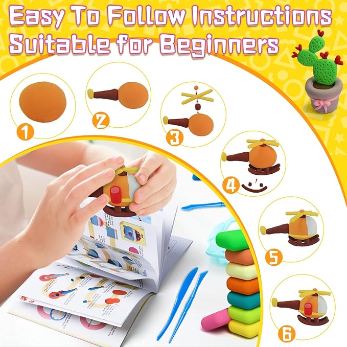 Air Dry Clay, 36 Colors Safe & Non-Toxic, Super Light Magic Clay with 3 Sculpting Tools, Non-Sticky, DIY Modeling Clay for Boys & Girls, Ideal Art Crafts Gift for Kids and Adults