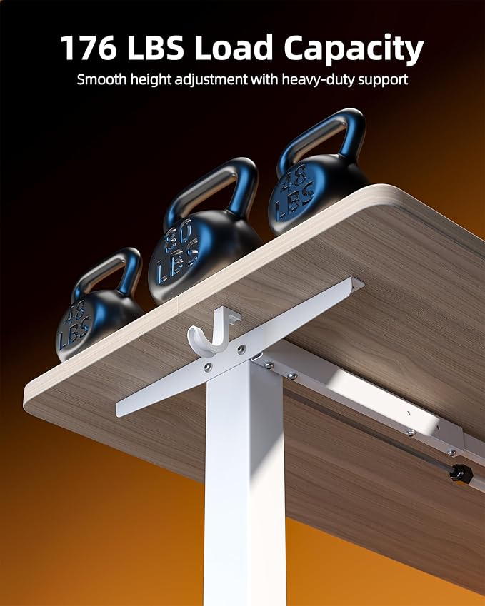 TIQLAB Electric Standing Desk, 47 * 24 Inches Adjustable Height Stand up Desk,Sit Stand Home Office Table with Splice Board, Light Walnut