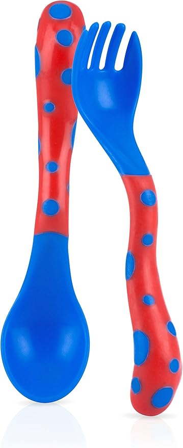 Nuby Fun Feeding Spoons & Forks 2-Pack (one size, Yellow/Blue)