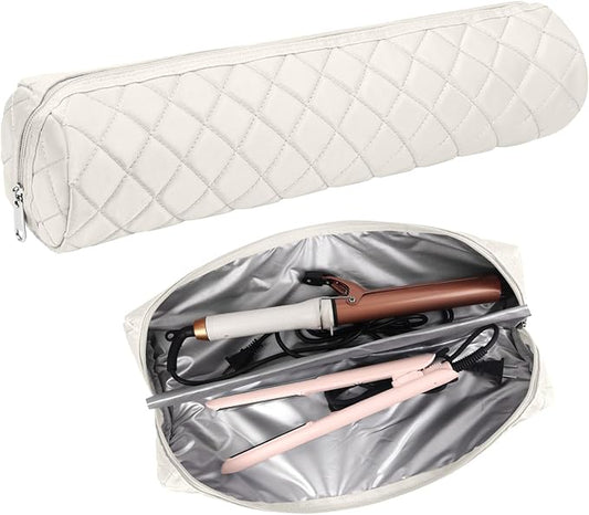 Suafrnut Large Hot Hair Tools Organizer Bag Portable Travel Heat Resistant Storage Case Pouch for Curling Irons, Flat Irons, Hair Straighteners and Styling Tools(17.7" x 3.9")