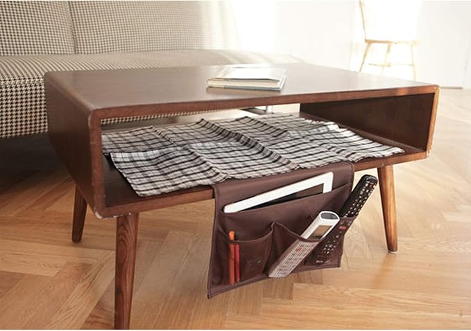 Bedside Storage Organizer, Bedside Caddy, Table Cabinet Storage Organizer, TV Remote Control, Phones, Magazines, Tablets, Accessories (Brown)