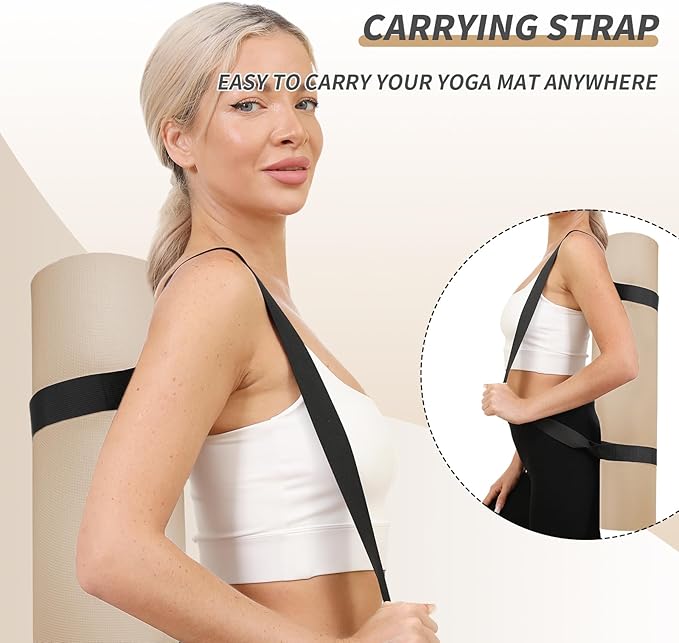 Yoga Mat with Strap,Non-Skid Workout Mat,8mm Thick Yoga Mat,POE Yoga Mats for Women Men Kids,Exercise Mat with Easy-Cinch,72"x24"x0.32” (183x61x0.8cm)