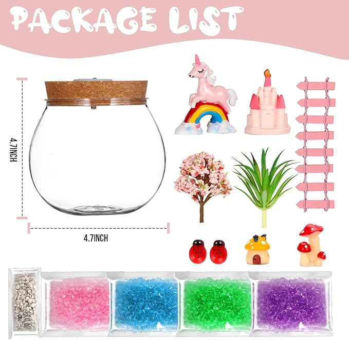 Atonofun Unicorn Terrarium Crafts Kit for Kids, LED Night Light Birthday Gift for Girls, Unicorn Toys for Girls, DIY Arts and Crafts Kit for Kids Girls Presents Ages 4 5 6 7 8-12 Year Old