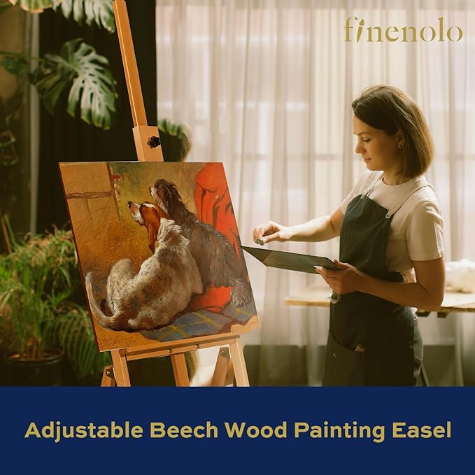 Large Adjustable Beech Wood Painting Easel with Storage Drawer (60"~74" H), Holds up to 36", Art Easel for Adults Artist Beginners Students