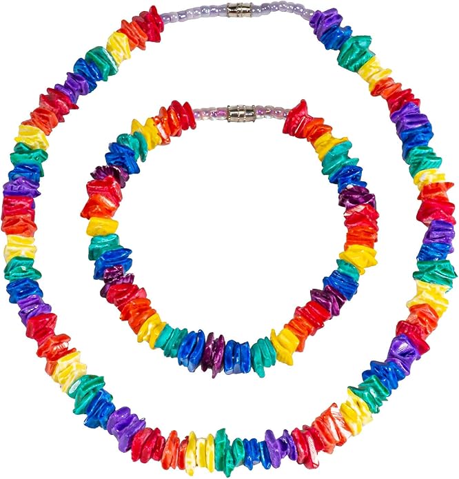 BlueRica Puka Shell Chips Necklace & Anklet Set (Multi)