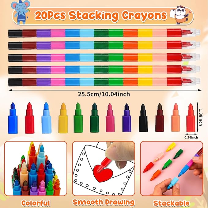 20 Pack Coloring Books for Kids with 20 Stacking Crayons Set Mini Coloring Books Bulk for Kids Ages 2-4-8-12 Small Activity Books For Birthday Party Favors Gifts Goodie Bags Stuffers Classroom