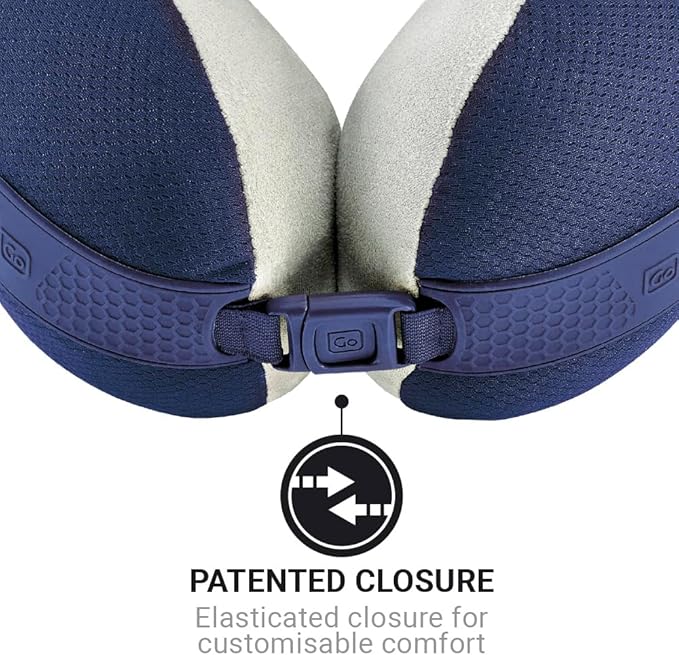 American Dreamer, Deluxe Travel Pillow, Comfortable Memory Foam Neck Pillow for Uninterrupted Sleep, Ideal for Airplane, Bus, Car, and Train, Travel Essentials, Made in USA, Dark Blue