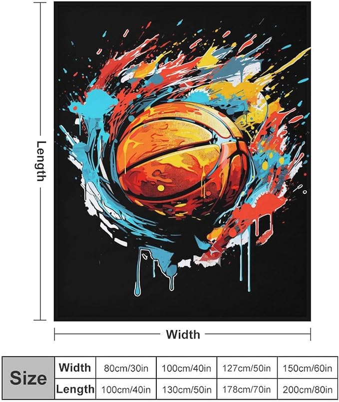 Basketball Throw Blanket - Soft Flannel Sports Basketball Blankets for Girls Boys Kids Pet Basketball Lovers - Warm Basketball Throw Blankets for All Season Sofa Lap, Chair - 40"x30"