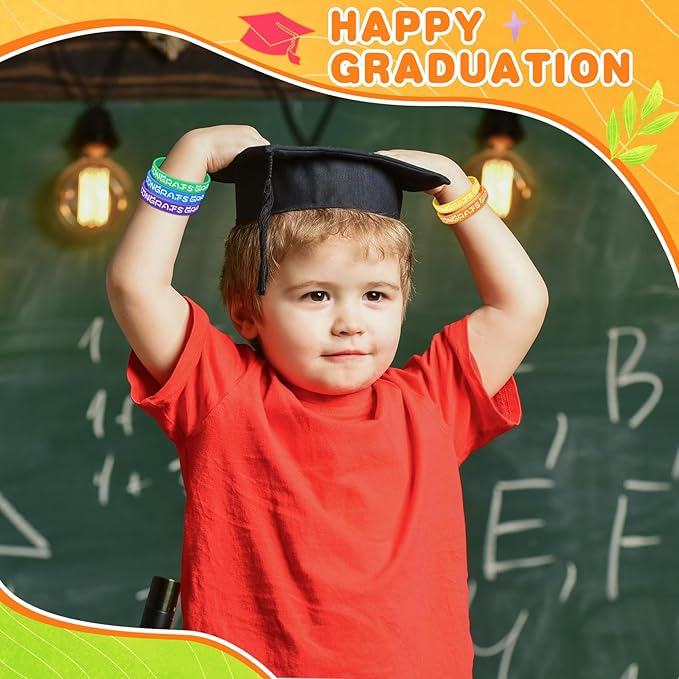 Graduation Bracelets Congrats Grad Silicone Wristbands Class of 2024 Party Supplies Gifts for Preschool Kindergarten University Students Graduates Party Favors(50 Pcs)