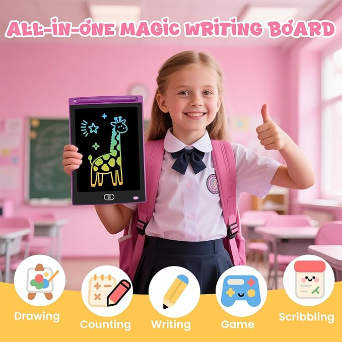 12 Pack LCD Writing Tablet for Kids, Erasable and Reusable Toddler Doodle Board in 8.5 inch, Ideal Educational Drawing Pad for Learning Toy for Ages 3-8 Gifts for Girls Boys