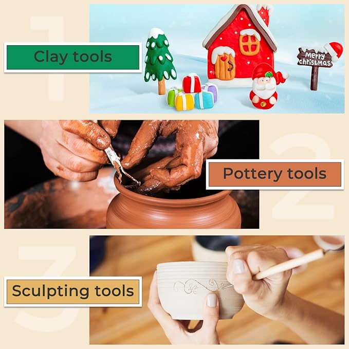 Jetmore 35 Pack Clay Tools Kit, Pottery Tools & Sculpting Tools, Polymer Modeling Clay Cutters Sculpture Set for Carving, Ceramics, Molding, DIY