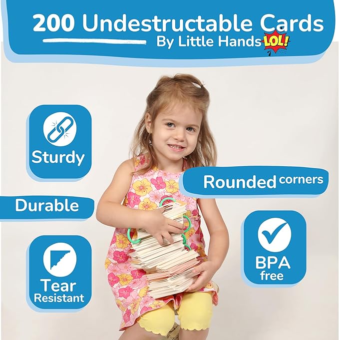 TOYVENTIVE First 200 Thick Toddler Flash Cards, 1 2 3 4 Year Old Letter, Number, Color, Animal, Baby Flash Cards Activities, Montessori Toys for Toddlers and Preschool, Toddler Learning Cards