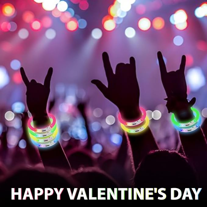 28 Pack Valentines Day Gifts for Kids，Valentine Glow Sticks Bracelet with Valentine's Day Gift Cards for Valentine Light Up Toy Valentines Day Gifts for kids School Classroom Party Favors Supplies