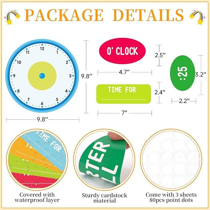 WhatSign Telling Time Bulletin Board Set Telling Time Teaching Clock for Kids 34Pcs Learning to Tell Time Clock Telling Time Clock for Classroom Teacher Must Have Bulletin Board Decorations