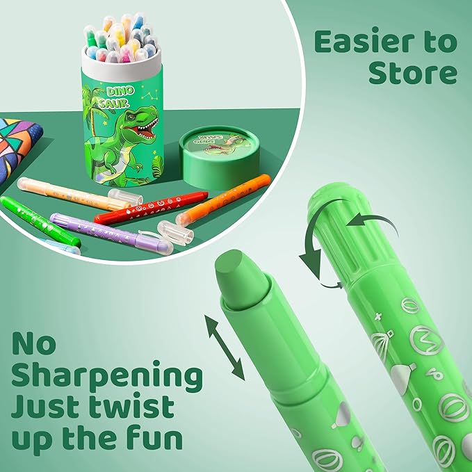 DreamCandy Twist Crayons for Toddlers,24 Colors Non Toxic Washable Crayons for Kids,Art Supplies Drawing Coloring Crayon Set,Gift for Boys and Girls,Back to School,Stocking Stuffers