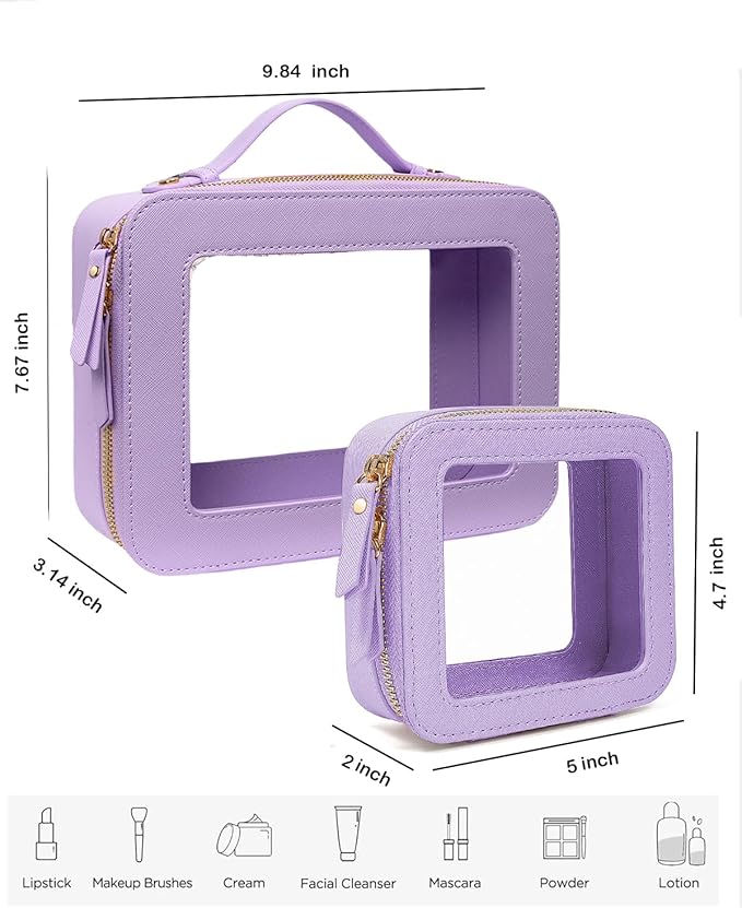 Clear Makeup Bag Small, TSA Approved Portable Toiletry Bag with Zipper Cosmetic Travel Bag Makeup Organizer Case Mini Makeup Pouch for Purse Car Organizer Bag for Women Men