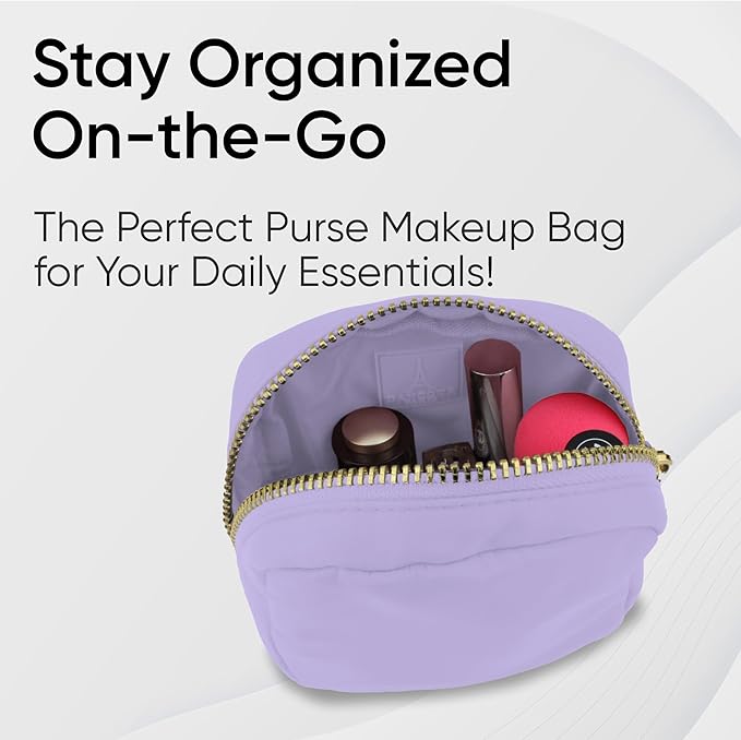 DANCOUR Nylon Makeup Bags for Women Large Preppy Travel Toiletry Pouch Cosmetic Bag Makeup Organizer