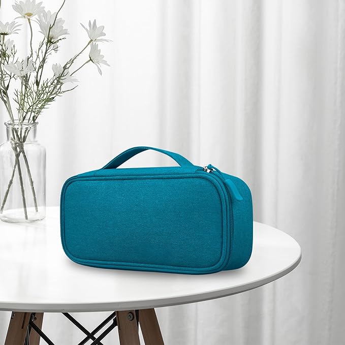 Lacdo Electronic Organizer Travel Cable Organizer Bag Pouch Tech Electronic Accessories Carry Case Portable Double Layers Charger Case for Cable, Cords, Charger, Earphone, Power Bank, Green