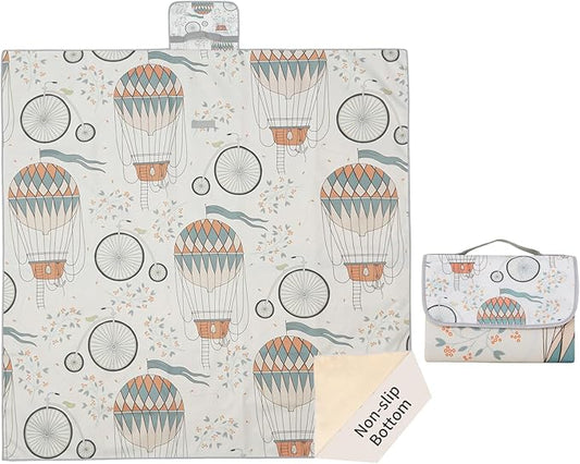 Insular Baby Splat Mat for Under High Chair/Arts/Crafts, Anti Slip and Waterproof Splash Mat for Floor, Portable Picnic Mat, 51x51 Inch, Hot Air Balloon