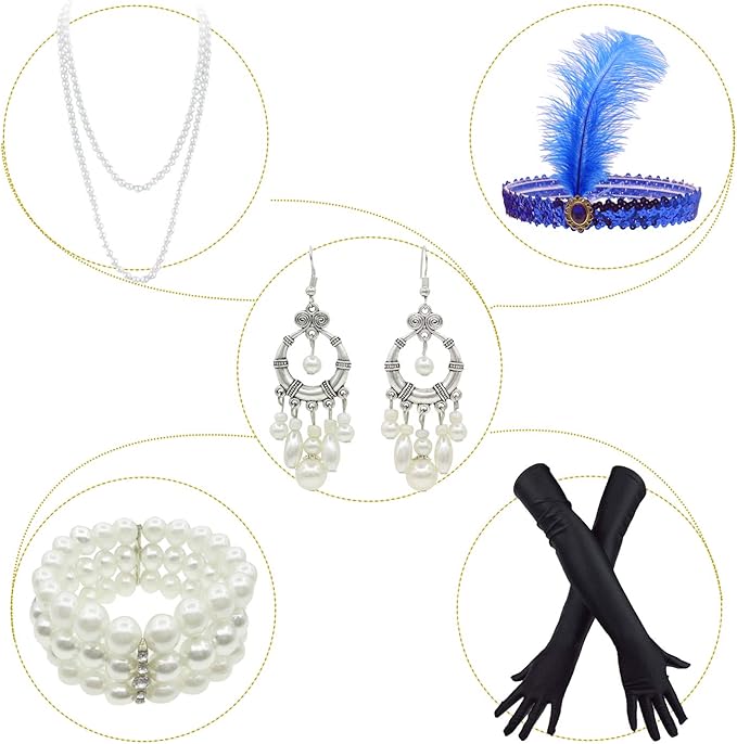 1920's Sequins Flapper Dress Children's Day Gift Party Halloween Costumes for Girls Accessories Set